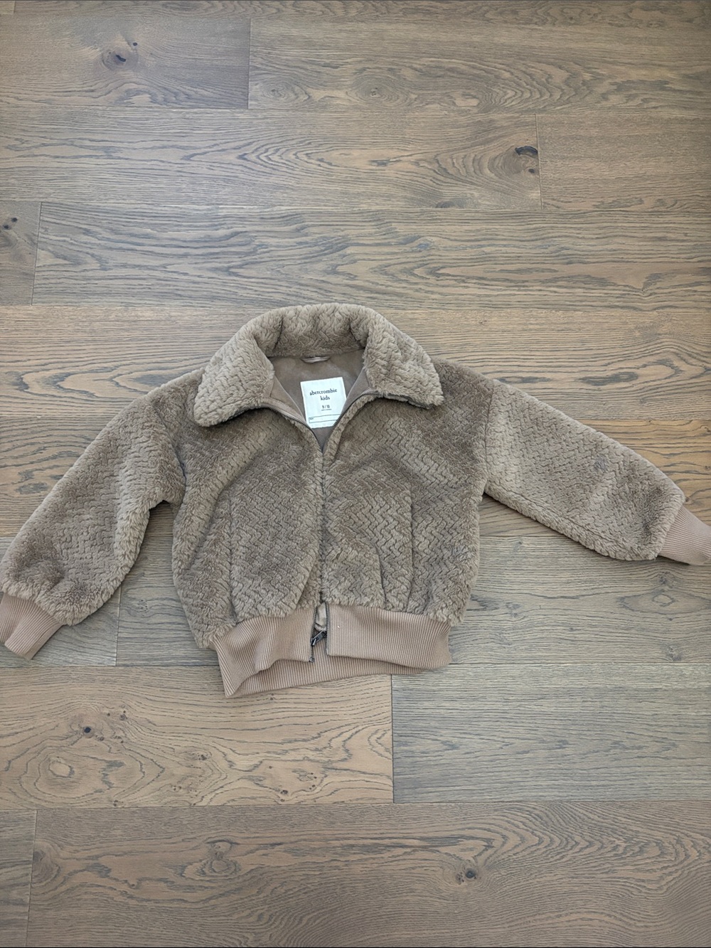 Children's  Cozy Abercrombie Teddy Zip Jacket in Taupe